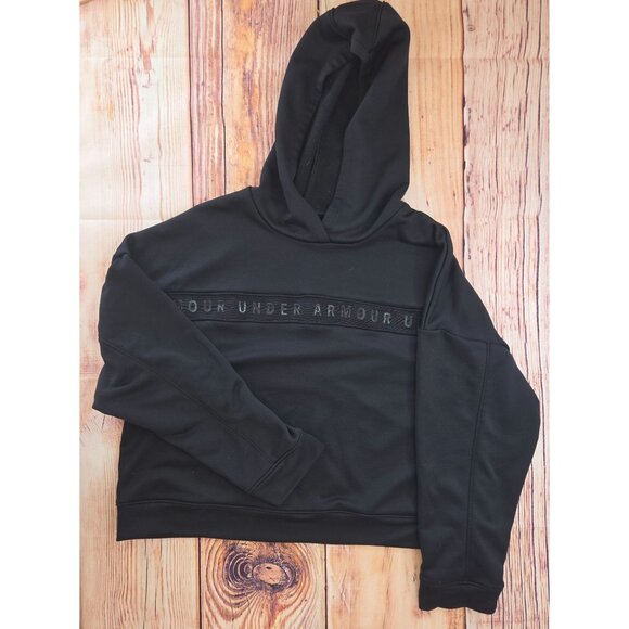 Under Armour Womens Black Loose Fit Cropped Hoodie Large - Picture 4 of 8
